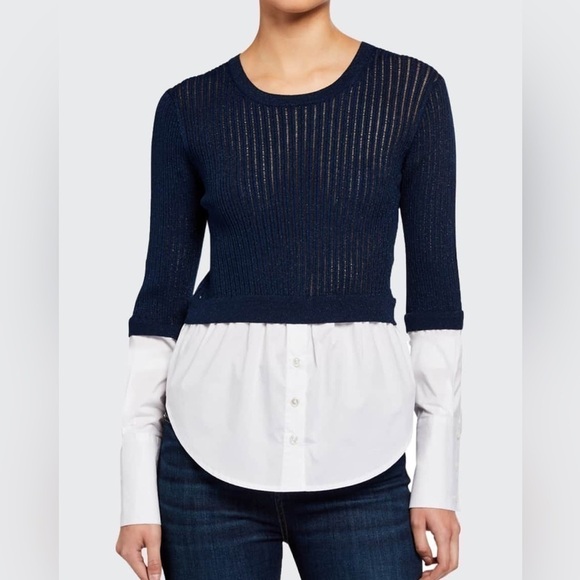 VERONICA BEARD Kaley Mixed Media Sweater. - Picture 1 of 10